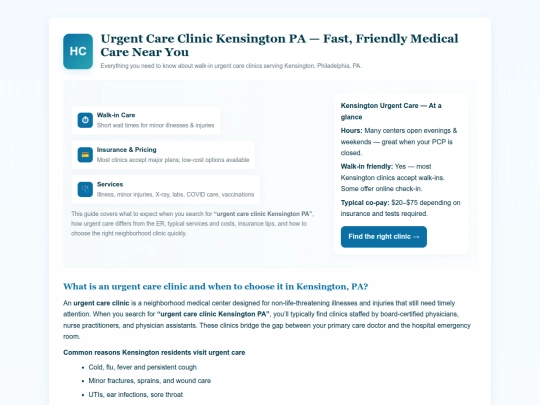 kensington-urgent-care screenshot