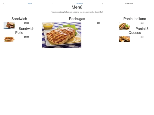 Menu screenshot