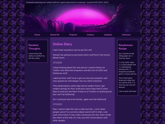 Main Site Stuff /Updates/diary screenshot