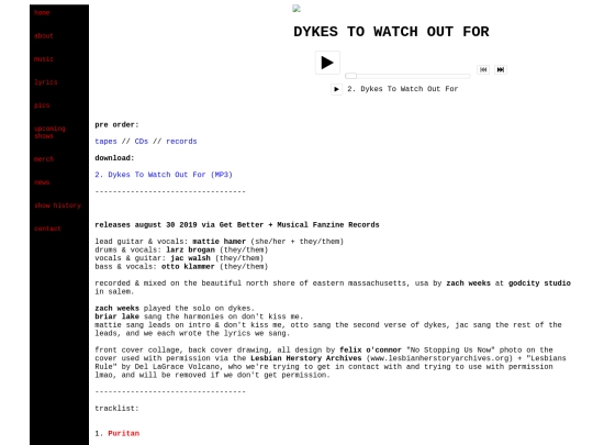 music/dykes screenshot