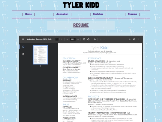 Resume screenshot