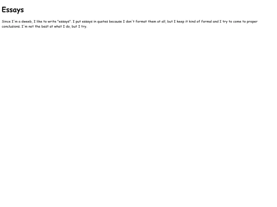 essays/hub screenshot