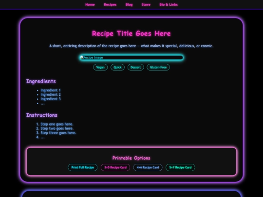 Neon Galaxy Pastry Chef templates/IndividualRecipePage4 screenshot