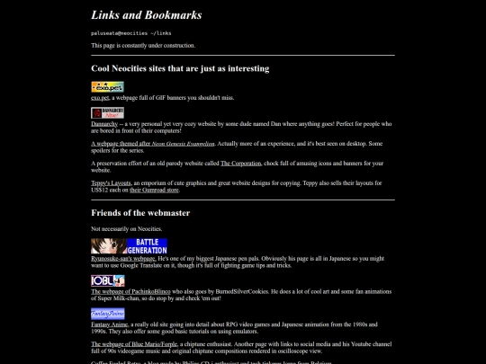 links screenshot