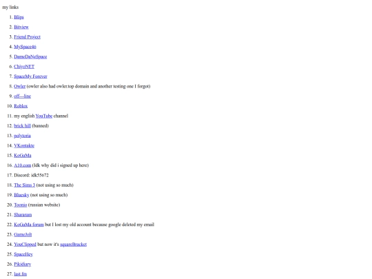 Links screenshot