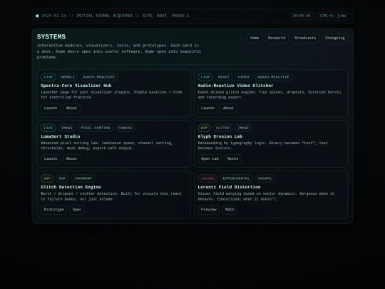 systems screenshot
