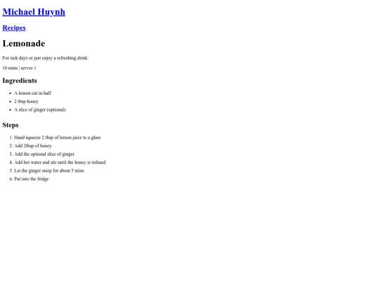 recipes/lemonade screenshot