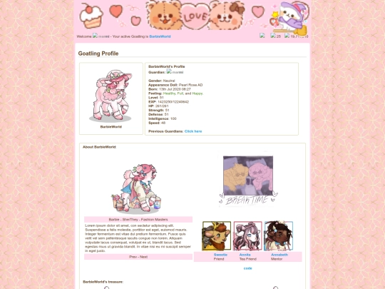 goat profiles/BarbieWorld screenshot