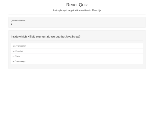 reactquiz screenshot