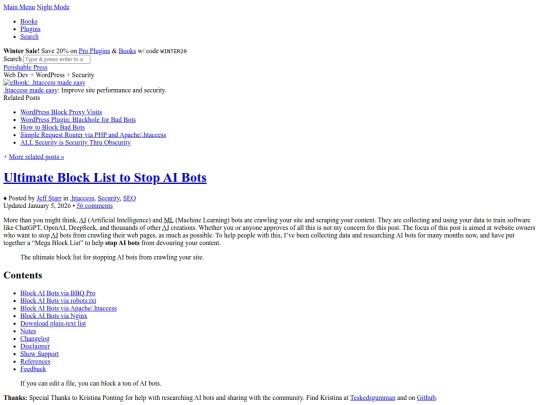 Ultimate Block List to Stop AI Bots _ Perishable Press screenshot