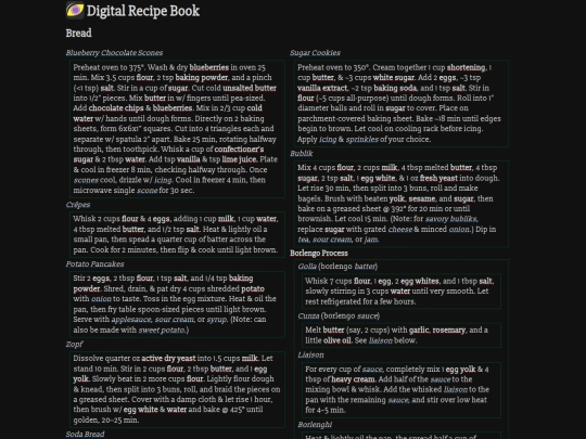 recipes screenshot