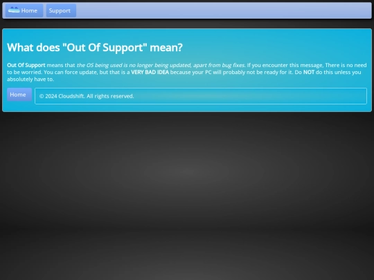 out-of-support screenshot