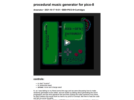 pico8/procedural_music screenshot