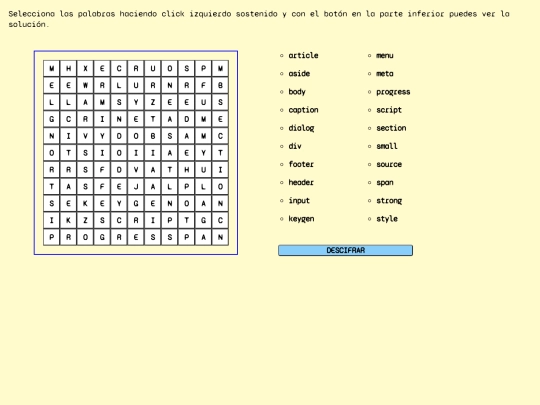 Sopa De letras JavaScript screenshot