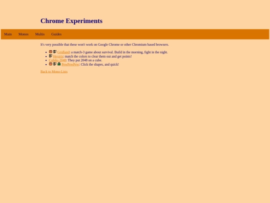 tfgd/mono-lists/chrome-experiments screenshot