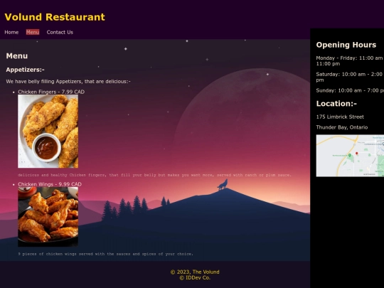 Menu screenshot