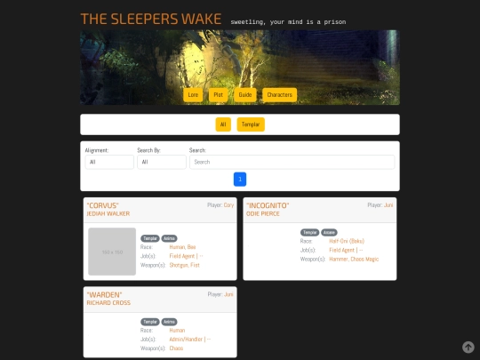 thesleeperswake/characters screenshot