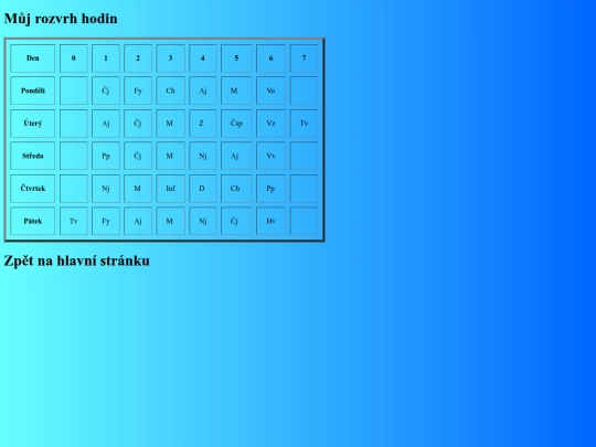 rozvrh screenshot