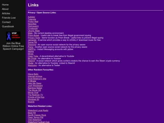 links screenshot