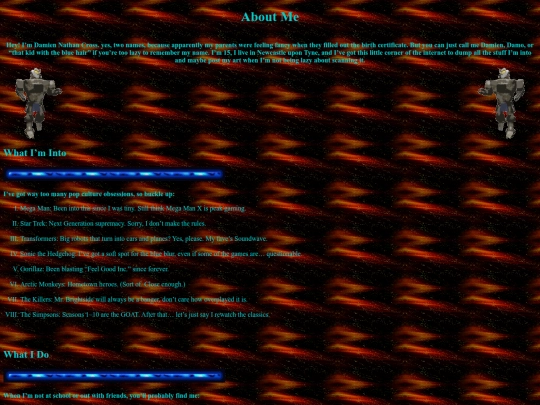 Damien Cross/DamienAboutPage screenshot