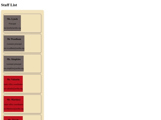 staff list project screenshot