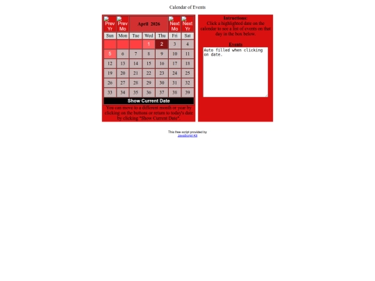 evtcalendar screenshot