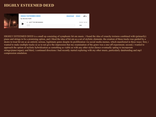 music/highlyesteemeddeed screenshot
