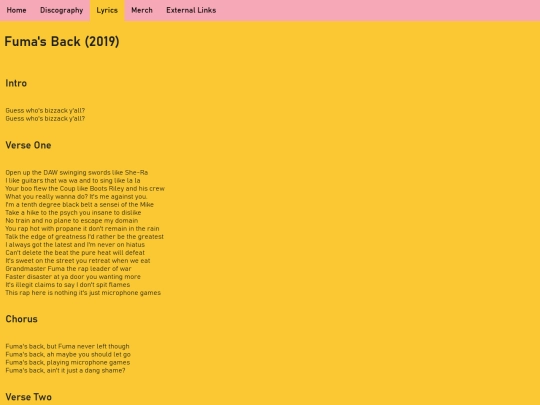 lyrics/fumasback screenshot