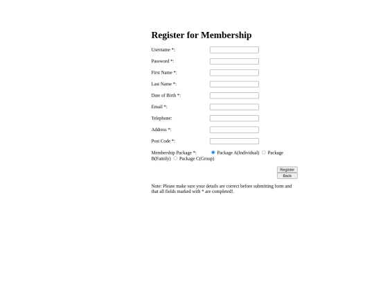 registerform screenshot