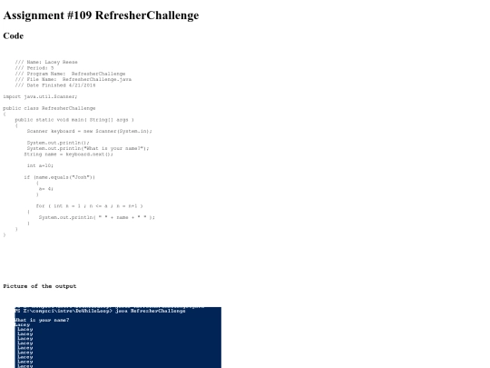 intro/DoWhileLoop/109/RefresherChallenge screenshot