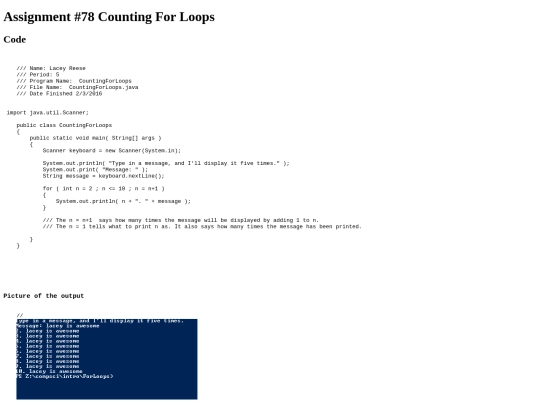 intro/ForLoops/78/CountingForLoops screenshot