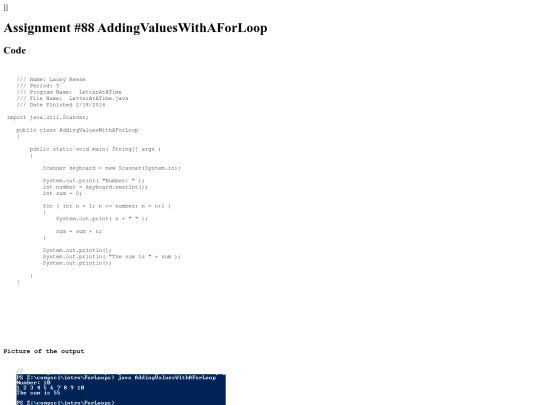 intro/ForLoops/88/AddingValuesWithAForLoop screenshot