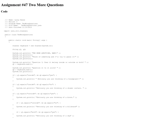 intro/IfStatementsPartTwo9/47/TwoMoreQuestions screenshot