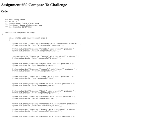 intro/IfStatementsPartTwo9/50/CompareToChallenge screenshot