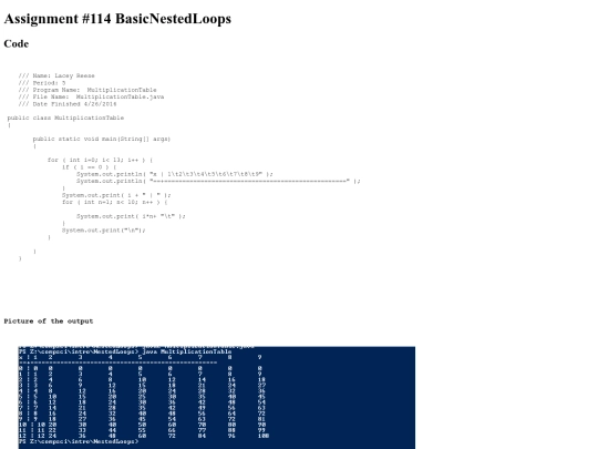 intro/NestedLoops/114/MultpilicationTable screenshot