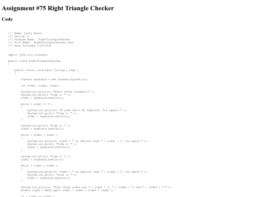 intro/WhileLoopP2/75/RightTriangleChecker screenshot