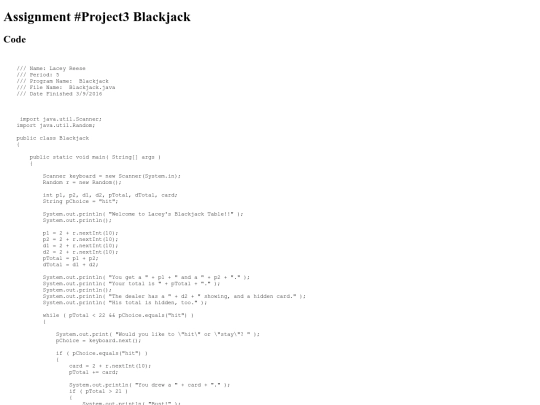 intro/WhileLoopP2/Project3/Blackjack screenshot