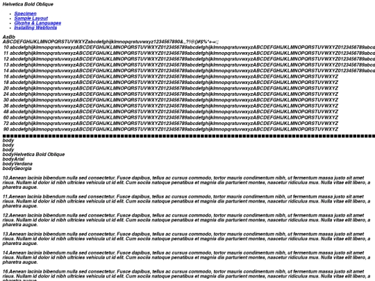 neocitie/helvetica-boldoblique-demo screenshot