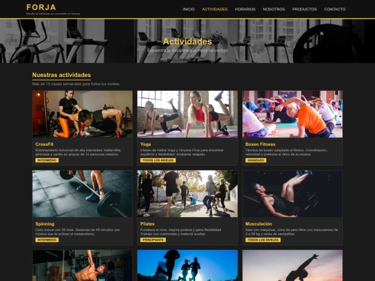 pages/actividades screenshot