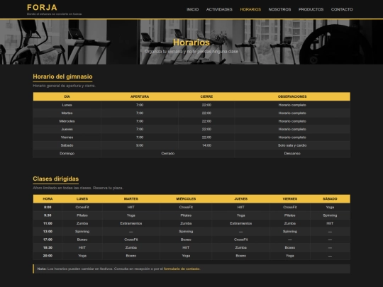 pages/horarios screenshot