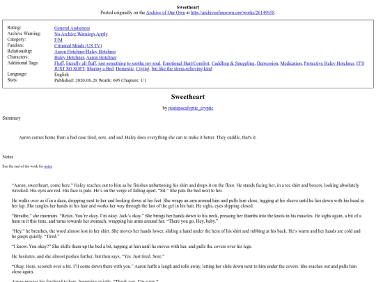 ficarchive/criminalminds/Sweetheart screenshot