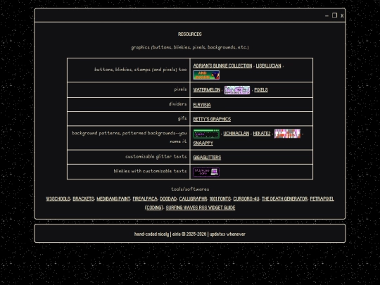 links screenshot