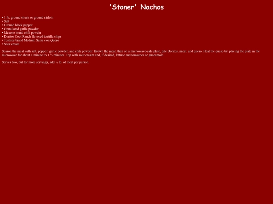 Entrees/Nachos screenshot
