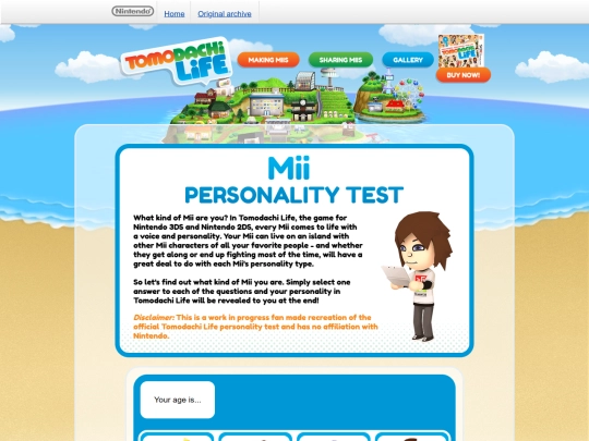 Mii tidbits/TomoQuiz/remake/TomodachiLife-PersonalityQuiz screenshot