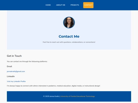 jenna final portfolio/contact screenshot