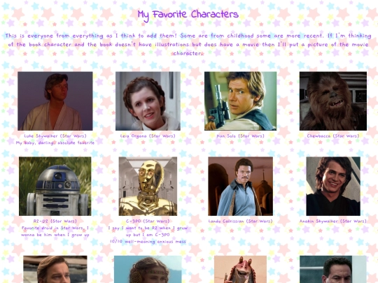 favorites/favcharacters screenshot
