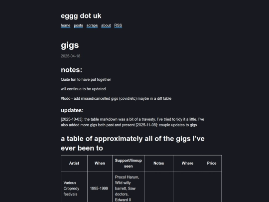blog/gigs screenshot