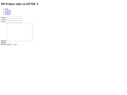HTML 5 completo/Contacto screenshot