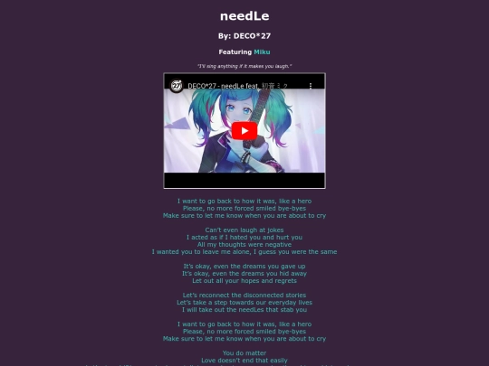 song-pages/ln/needle-original screenshot