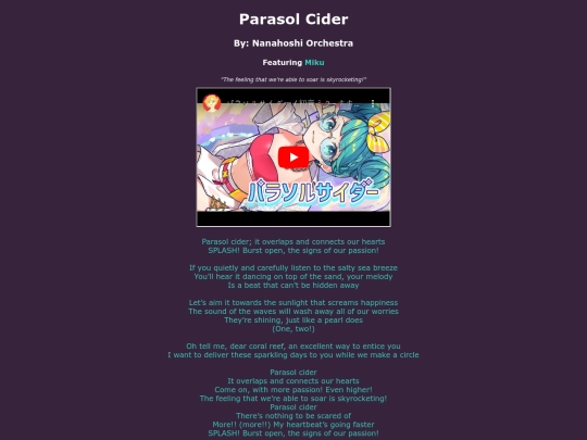 song-pages/mmj/parasol-cider-original screenshot